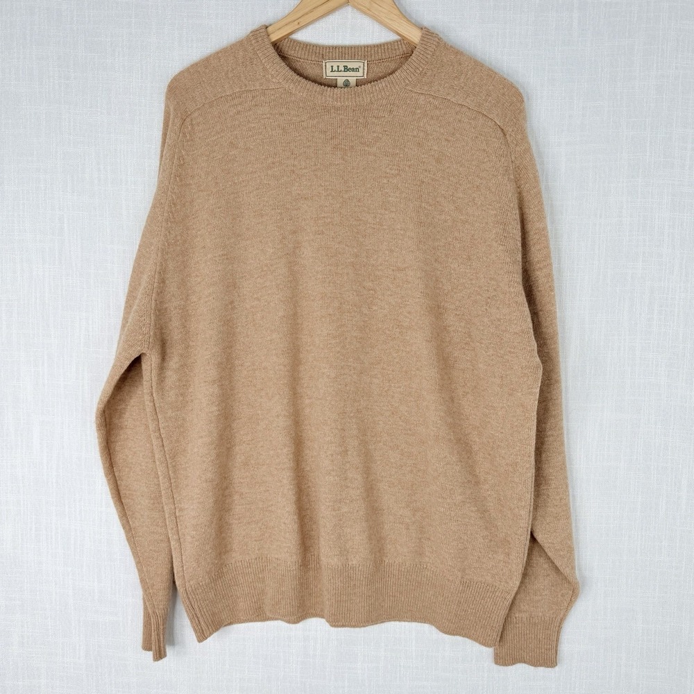 Vintage LL Bean Crewneck Sweater Men's XL Knit Pure new wool Lambswool Pullover